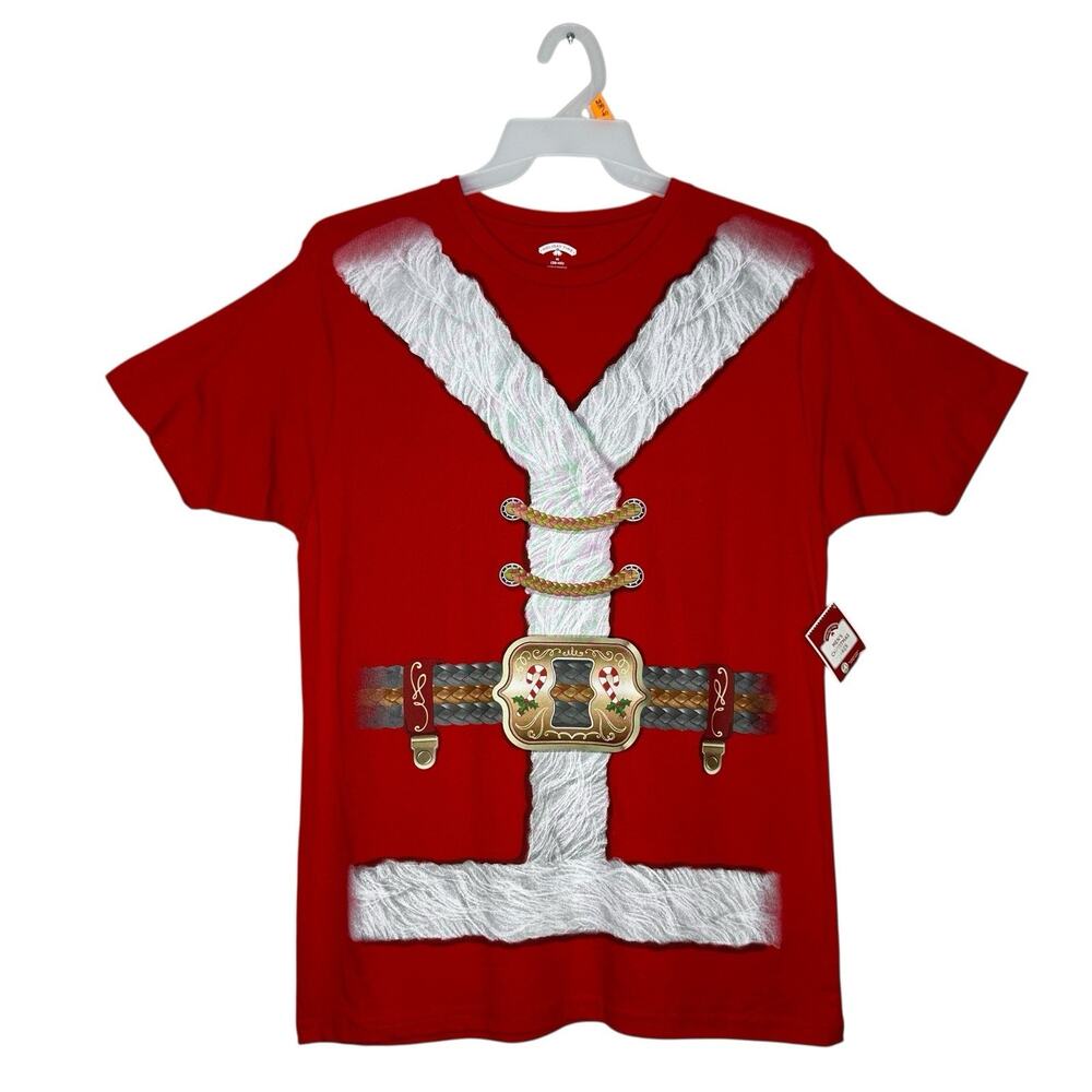Holiday Time Mens Santa Red Suit Short Sleeve Christmas T Shirt size M New